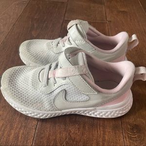 Nike Revolution girls sneakers - light grey and pink - Size12c -Great condition